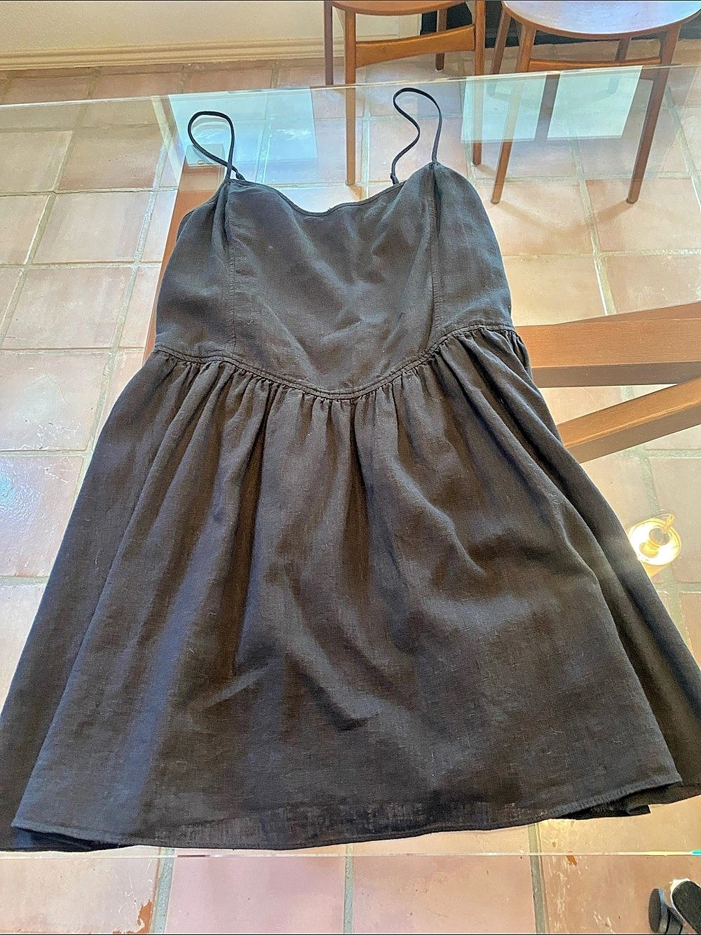 Aritzia Wilfred Technique Linen Mini Dress Black Size Medium